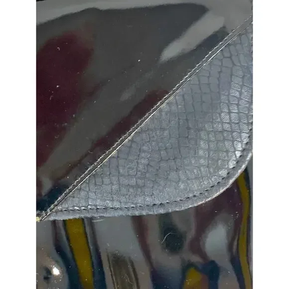 70's 80s Black Italian Patent Leather Shoulder Bag ClutchItaly